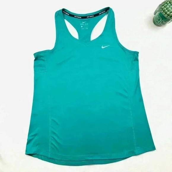 Nike Running Dr-Fit Teal Scoop Razor Back Athletic Lightweight Tank Top Size L - Picture 1 of 15